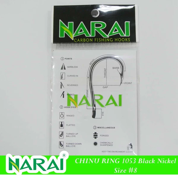 Fishing Hook NARAI Type 1053 Chinu Ring Size 8